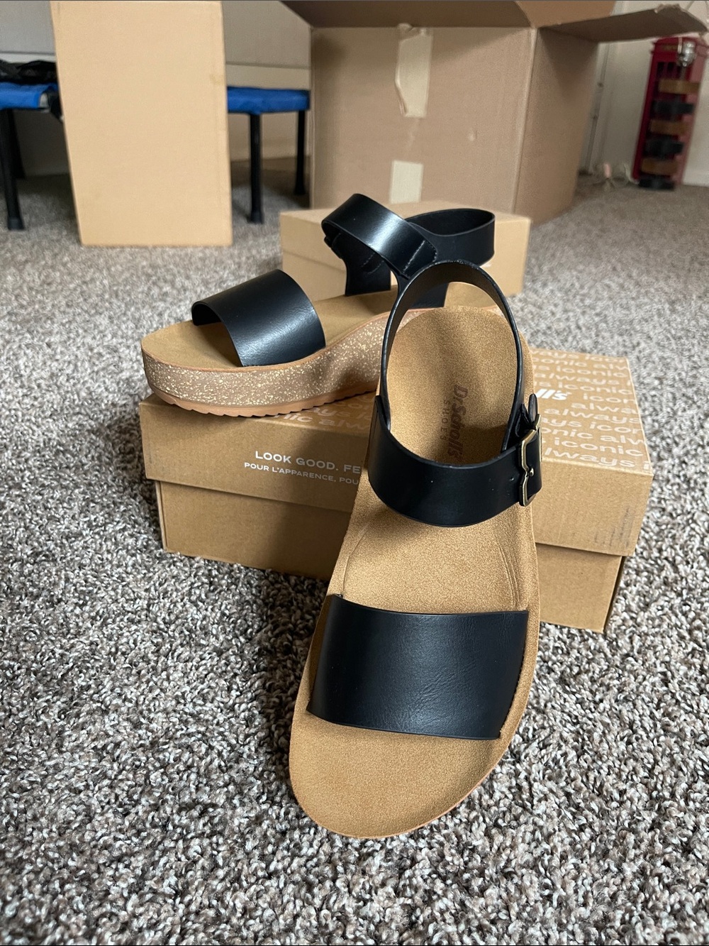 Black Platform Sandals with Buckle Strap - Dr. Scholl’s Shoes